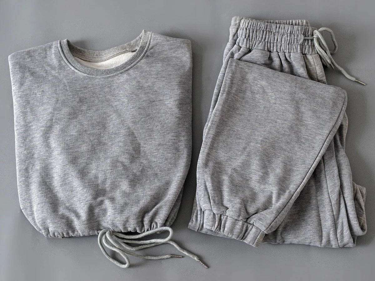 Autumn Winter Yoga Set Fitness Sport Sweatshirts Long Sleeve Crop Top Gyms Women Tracksuit Elastic Waist Trousers Sweatpants