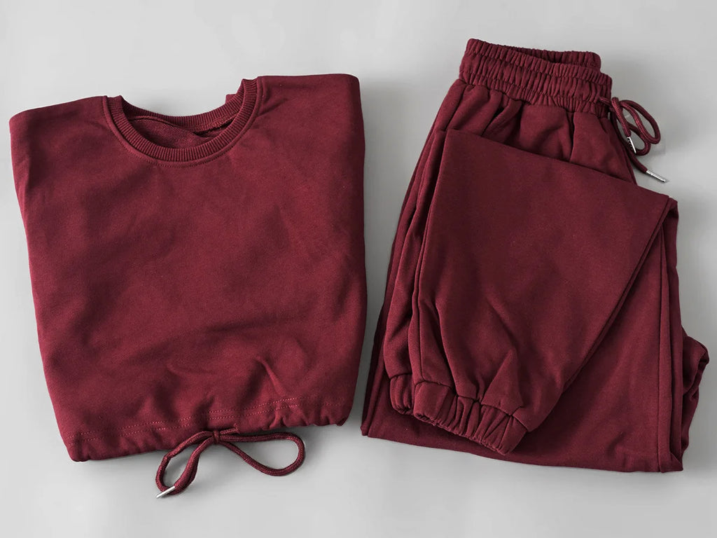 Autumn Winter Yoga Set Fitness Sport Sweatshirts Long Sleeve Crop Top Gyms Women Tracksuit Elastic Waist Trousers Sweatpants