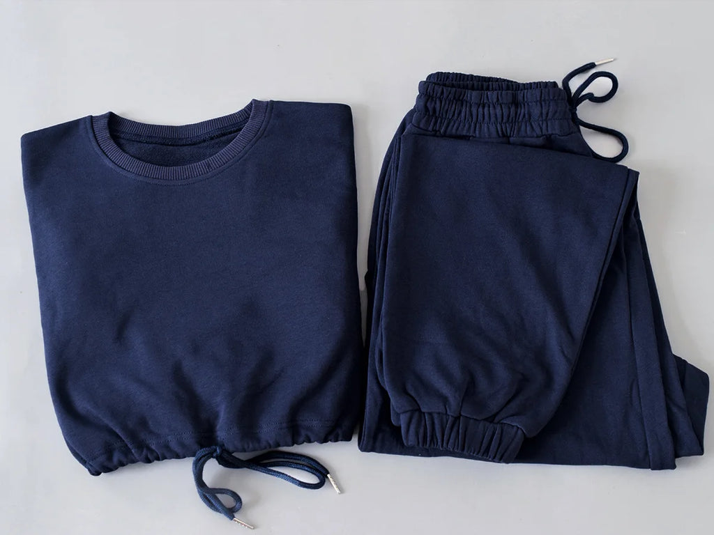 Autumn Winter Yoga Set Fitness Sport Sweatshirts Long Sleeve Crop Top Gyms Women Tracksuit Elastic Waist Trousers Sweatpants