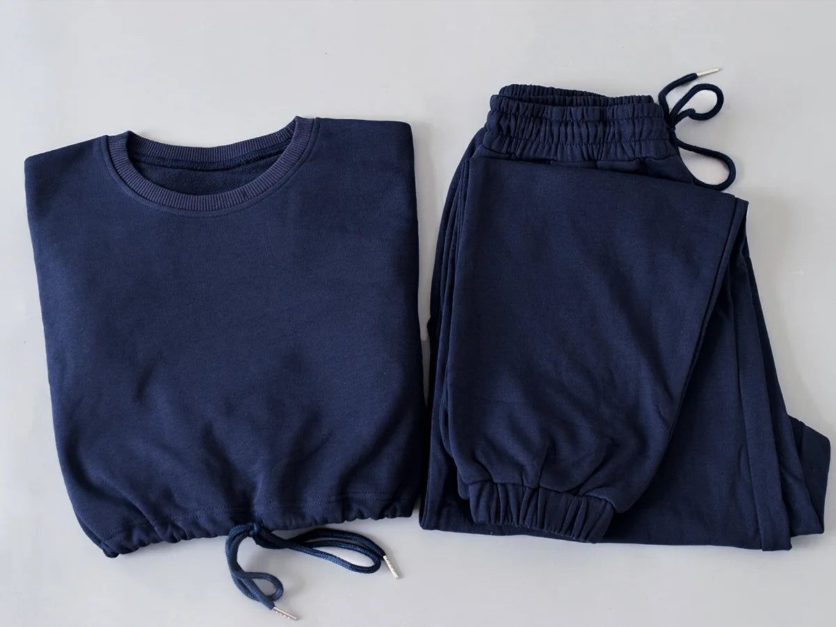 Autumn Winter Yoga Set Fitness Sport Sweatshirts Long Sleeve Crop Top Gyms Women Tracksuit Elastic Waist Trousers Sweatpants