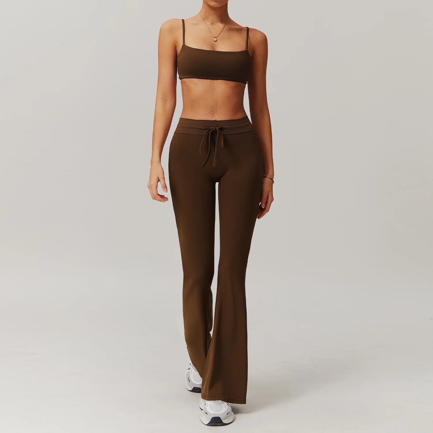 Seamless Yoga Sets Sports Fitness Casual Hip-lifting Flared Pants Bra Yoga Clothes Workout Gym Short-sleeved Tracksuit for Women