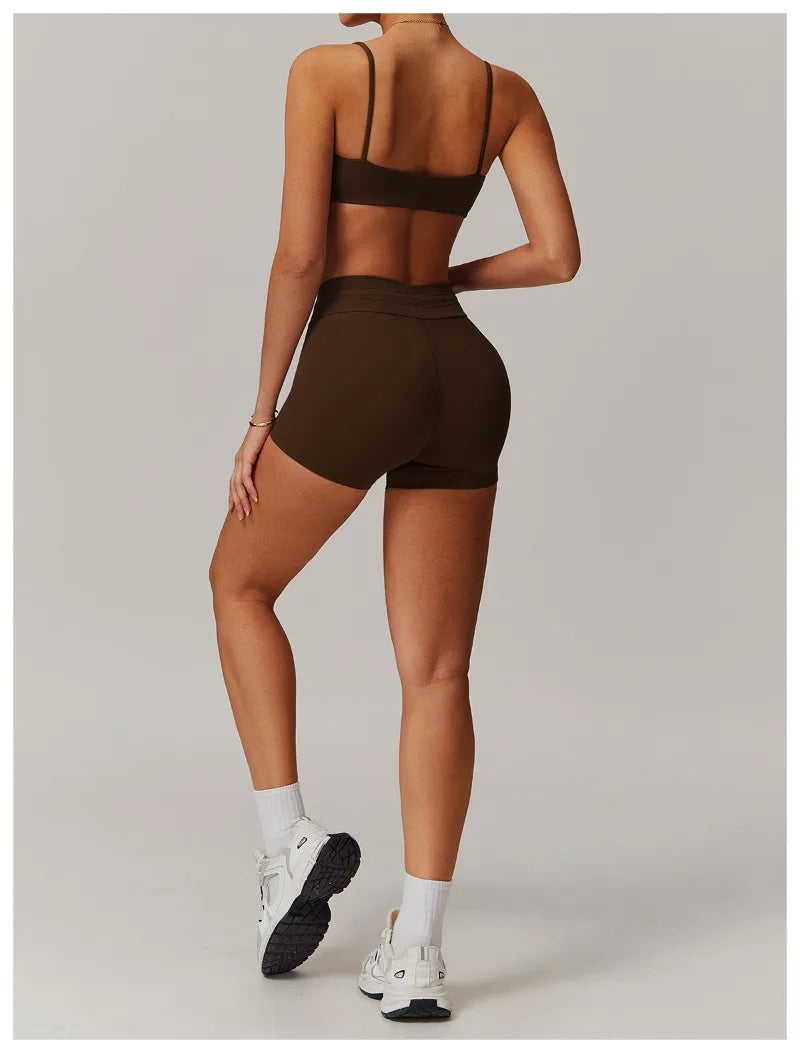 Seamless Yoga Sets Sports Fitness Casual Hip-lifting Flared Pants Bra Yoga Clothes Workout Gym Short-sleeved Tracksuit for Women