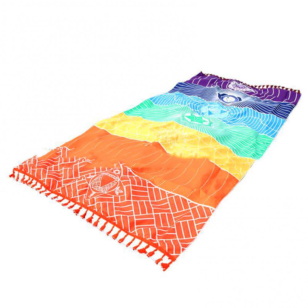 Rainbow 7 Chakra Bohemia Blanket Tapestry Summer Beach Towel Yoga Mat Pad Yoga Mats Wall Hanging Tapestry Yoga Tapestry Blanket