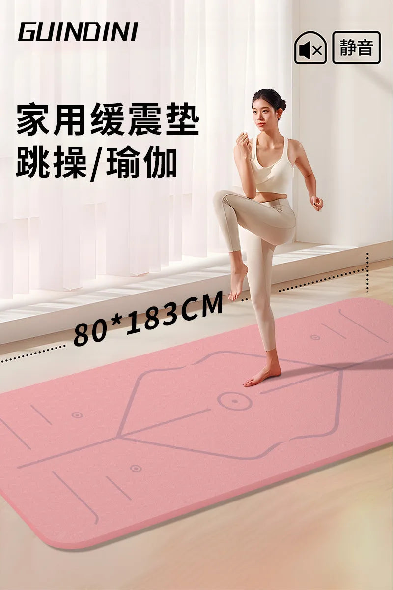 TPE Yoga Mat 6mm Pilates Mat Home Anti slip Shock Absorbent Soundproofing Fitness Mat Special Jumping Exercise Mat 183*60cm
