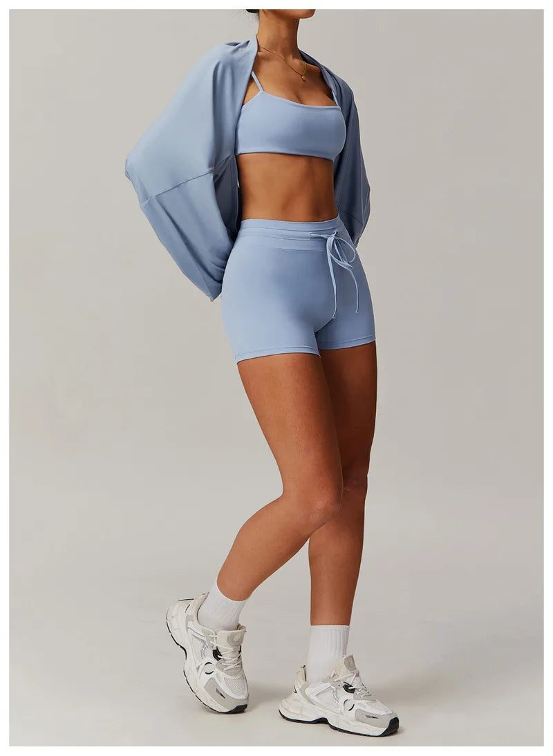 Seamless Yoga Sets Sports Fitness Casual Hip-lifting Flared Pants Bra Yoga Clothes Workout Gym Short-sleeved Tracksuit for Women