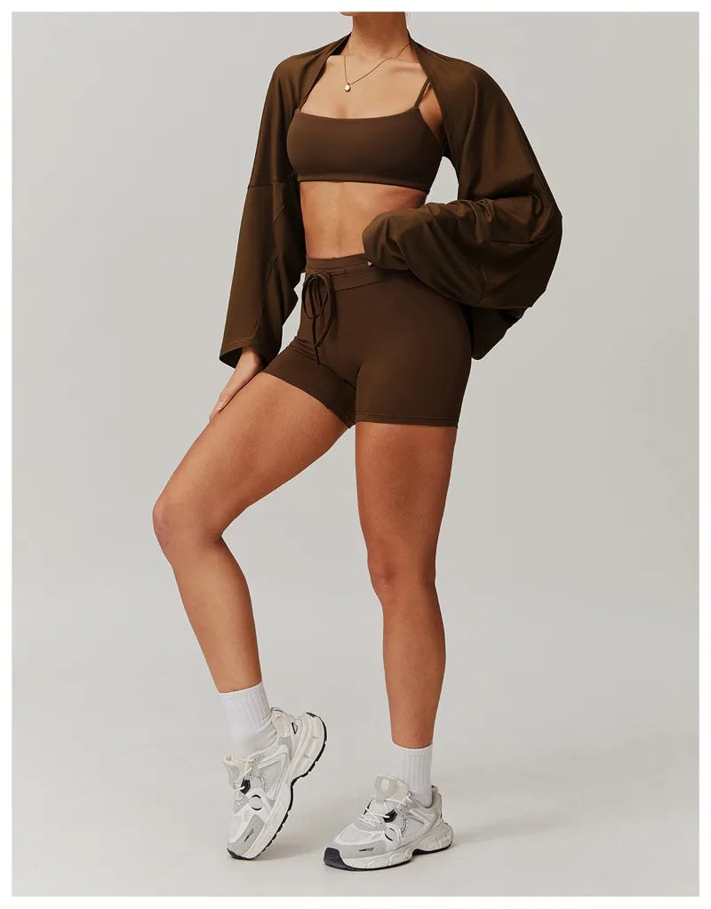 Seamless Yoga Sets Sports Fitness Casual Hip-lifting Flared Pants Bra Yoga Clothes Workout Gym Short-sleeved Tracksuit for Women