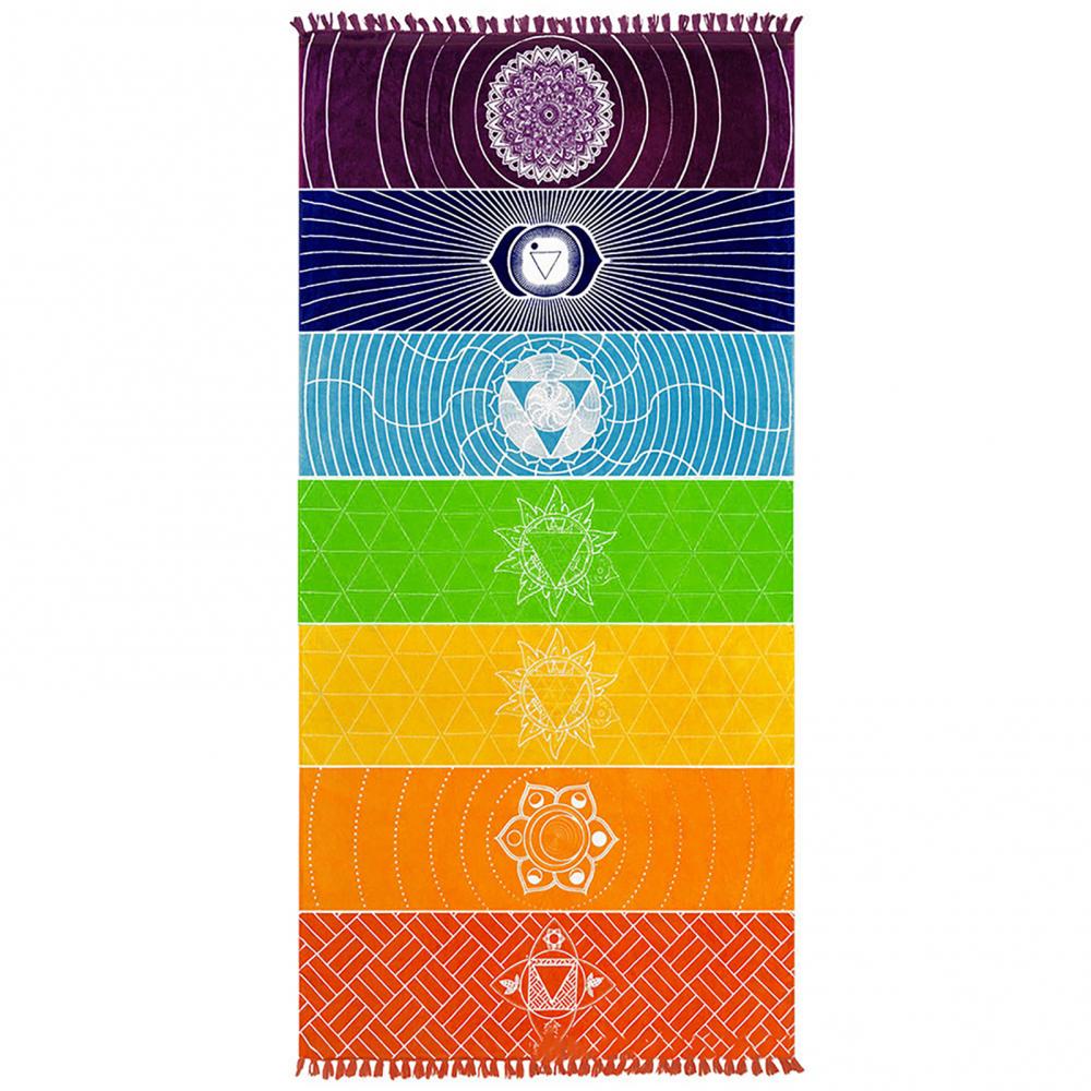 Rainbow 7 Chakra Bohemia Blanket Tapestry Summer Beach Towel Yoga Mat Pad Yoga Mats Wall Hanging Tapestry Yoga Tapestry Blanket