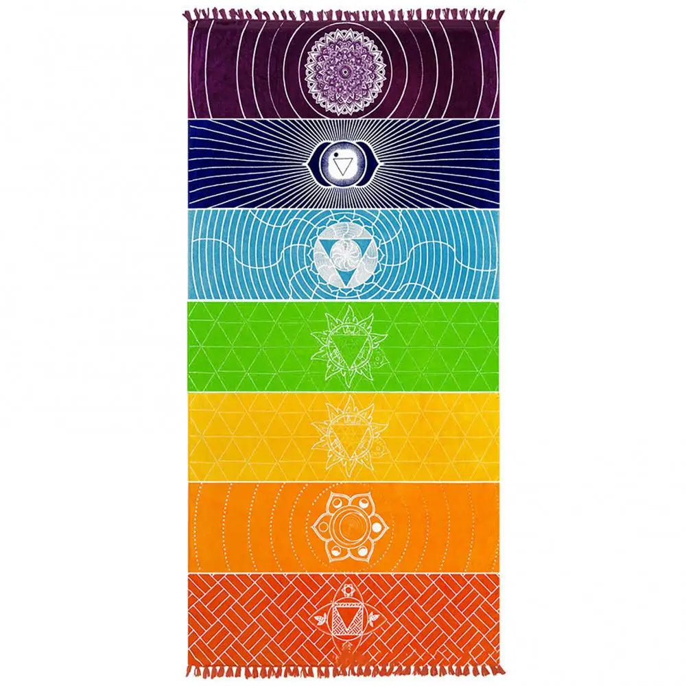 Rainbow 7 Chakra Bohemia Blanket Tapestry Summer Beach Towel Yoga Mat Pad Yoga Mats Wall Hanging Tapestry Yoga Tapestry Blanket