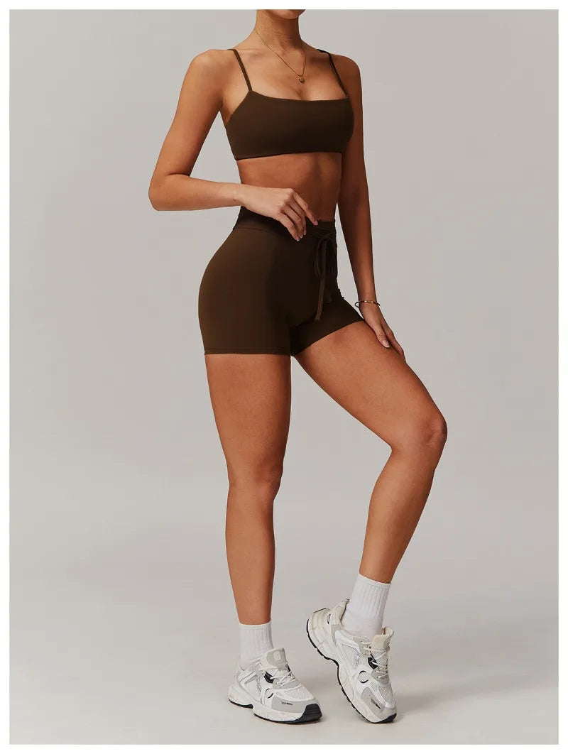 Seamless Yoga Sets Sports Fitness Casual Hip-lifting Flared Pants Bra Yoga Clothes Workout Gym Short-sleeved Tracksuit for Women