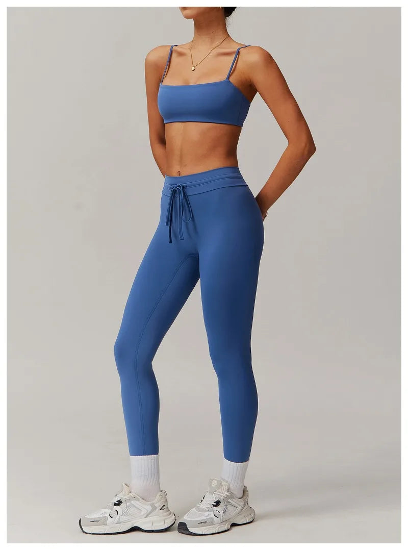Seamless Yoga Sets Sports Fitness Casual Hip-lifting Flared Pants Bra Yoga Clothes Workout Gym Short-sleeved Tracksuit for Women
