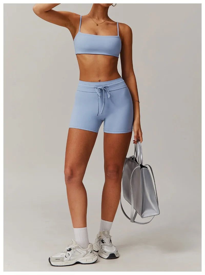 Seamless Yoga Sets Sports Fitness Casual Hip-lifting Flared Pants Bra Yoga Clothes Workout Gym Short-sleeved Tracksuit for Women