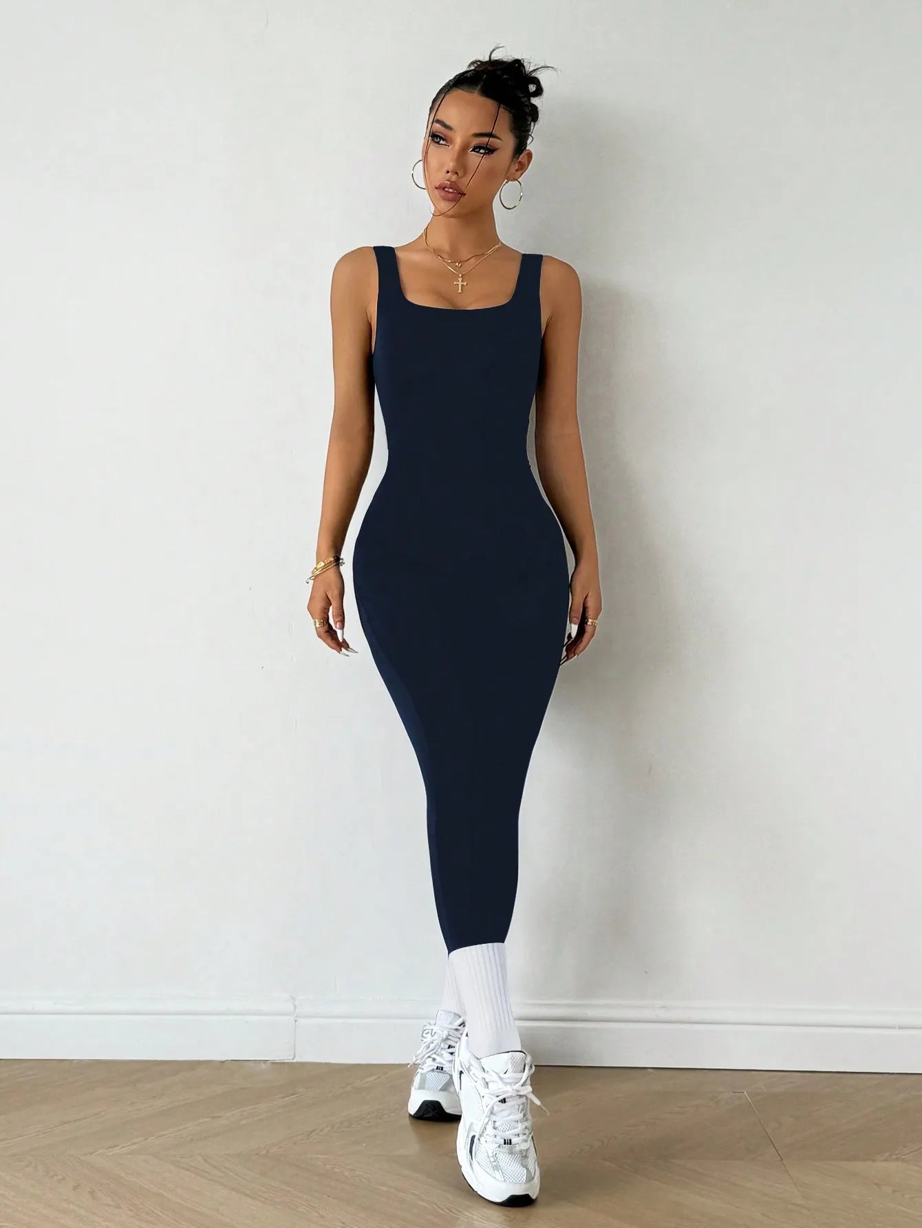 Yoga bodysuit, one-piece high-elastic fitness bodysuit, long pants, sleeveless, backless, seamless sportswear, running Pilates
