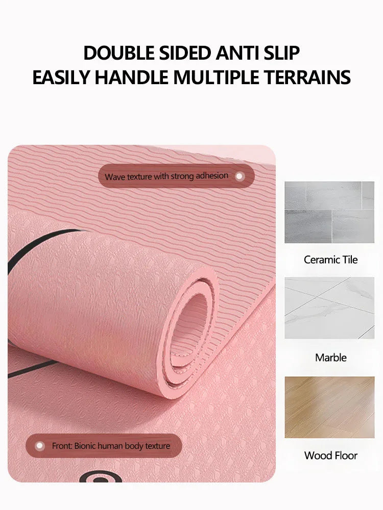 TPE Yoga Mat 6mm Pilates Mat Home Anti slip Shock Absorbent Soundproofing Fitness Mat Special Jumping Exercise Mat 183*60cm