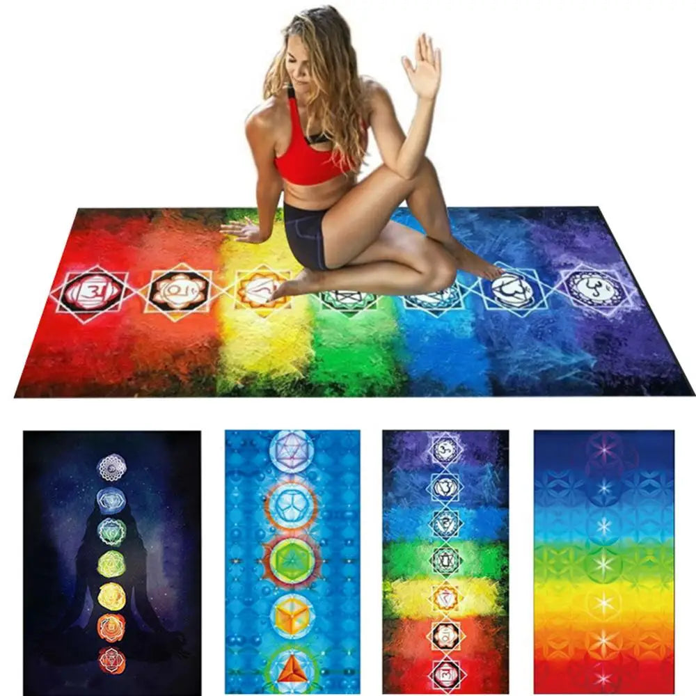 Rainbow 7 Chakra Bohemia Blanket Tapestry Summer Beach Towel Yoga Mat Pad Yoga Mats Wall Hanging Tapestry Yoga Tapestry Blanket