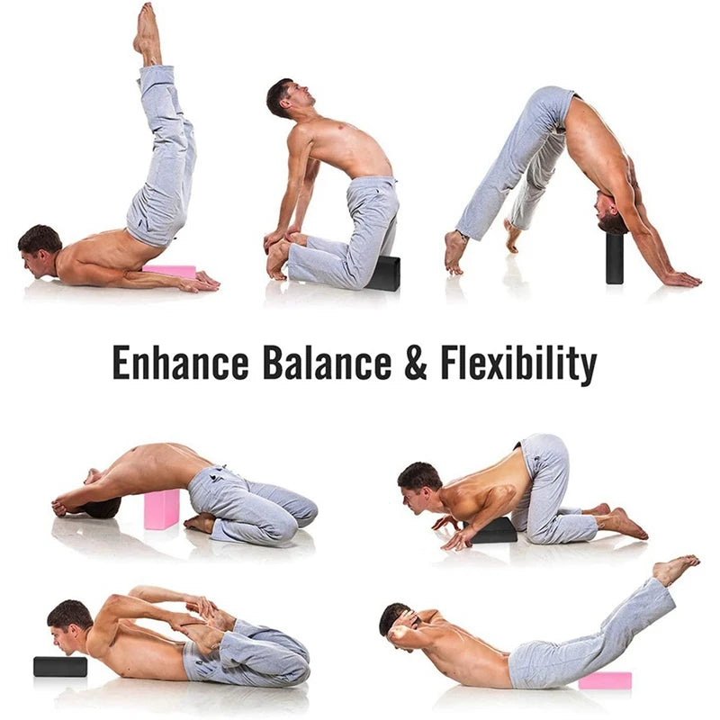 Yoga Blocks 2 Pack,23X15X7.6Cm High Density EVA Foam Yoga Block Exercise Bricks,Eco Friendly & Lightweight,Black