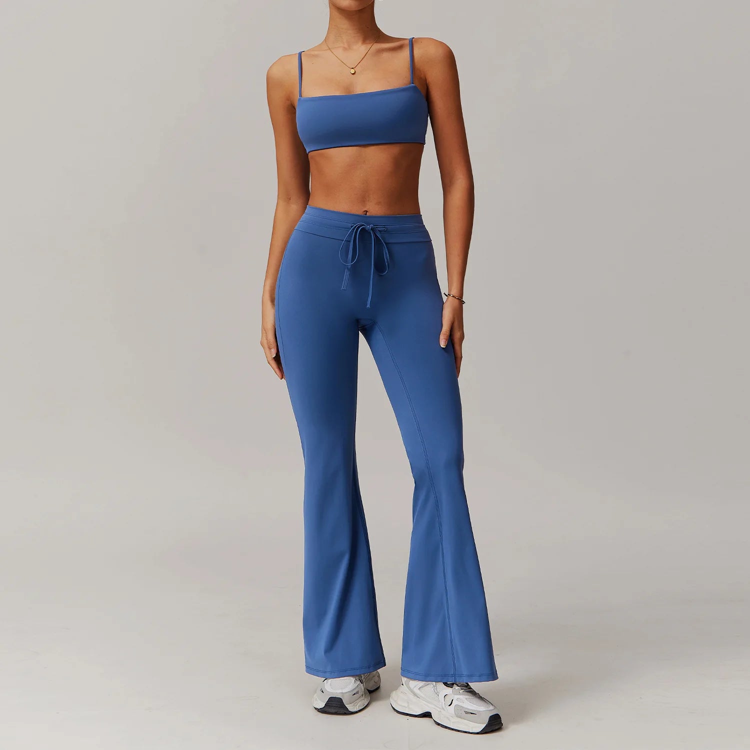 Seamless Yoga Sets Sports Fitness Casual Hip-lifting Flared Pants Bra Yoga Clothes Workout Gym Short-sleeved Tracksuit for Women
