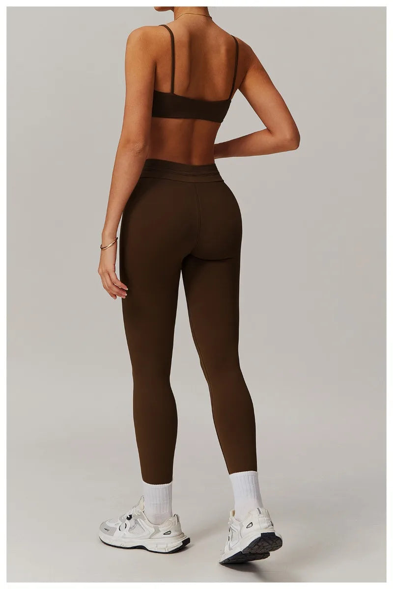 Seamless Yoga Sets Sports Fitness Casual Hip-lifting Flared Pants Bra Yoga Clothes Workout Gym Short-sleeved Tracksuit for Women