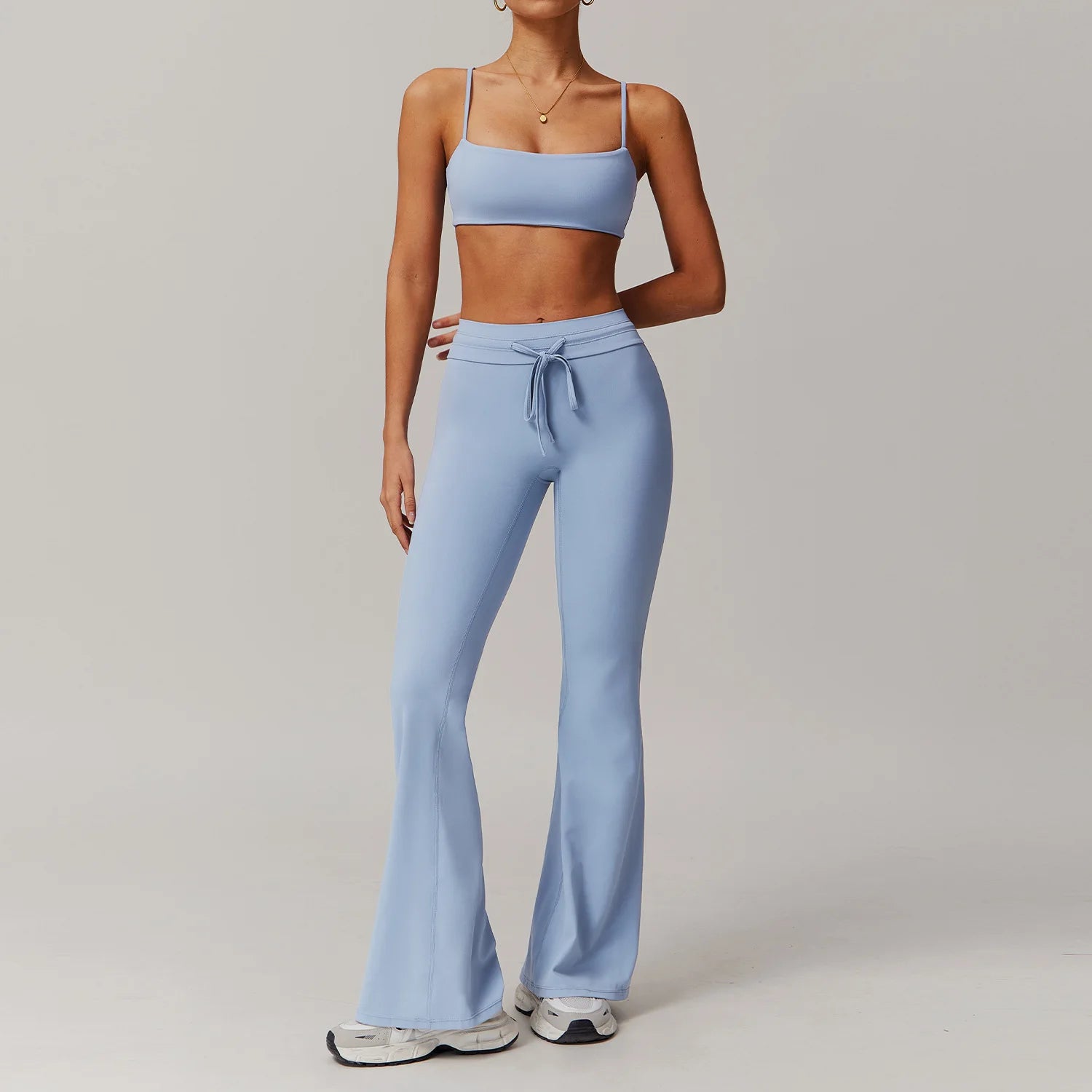 Seamless Yoga Sets Sports Fitness Casual Hip-lifting Flared Pants Bra Yoga Clothes Workout Gym Short-sleeved Tracksuit for Women