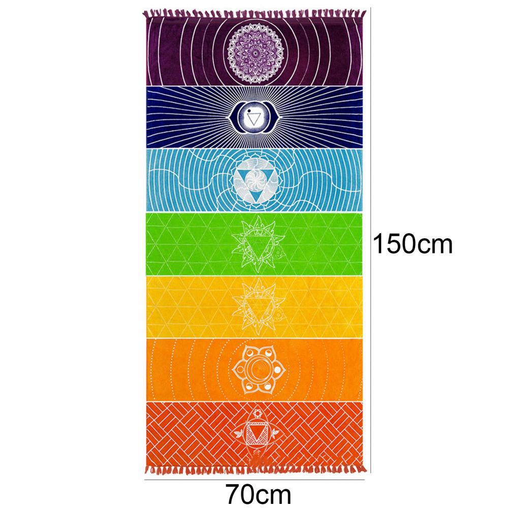 Rainbow 7 Chakra Bohemia Blanket Tapestry Summer Beach Towel Yoga Mat Pad Yoga Mats Wall Hanging Tapestry Yoga Tapestry Blanket