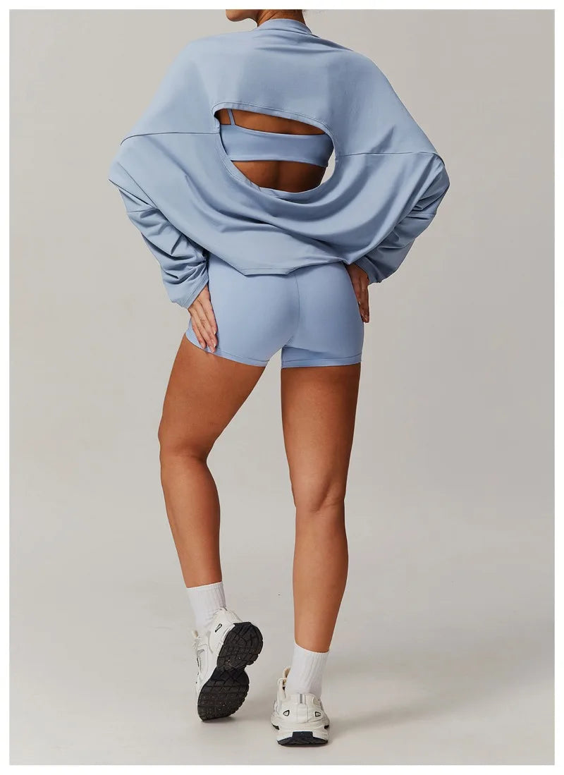 Seamless Yoga Sets Sports Fitness Casual Hip-lifting Flared Pants Bra Yoga Clothes Workout Gym Short-sleeved Tracksuit for Women