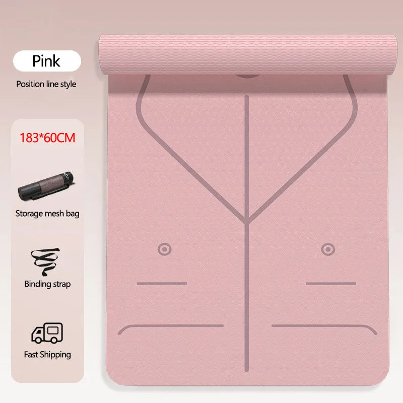 TPE Yoga Mat 6mm Pilates Mat Home Anti slip Shock Absorbent Soundproofing Fitness Mat Special Jumping Exercise Mat 183*60cm