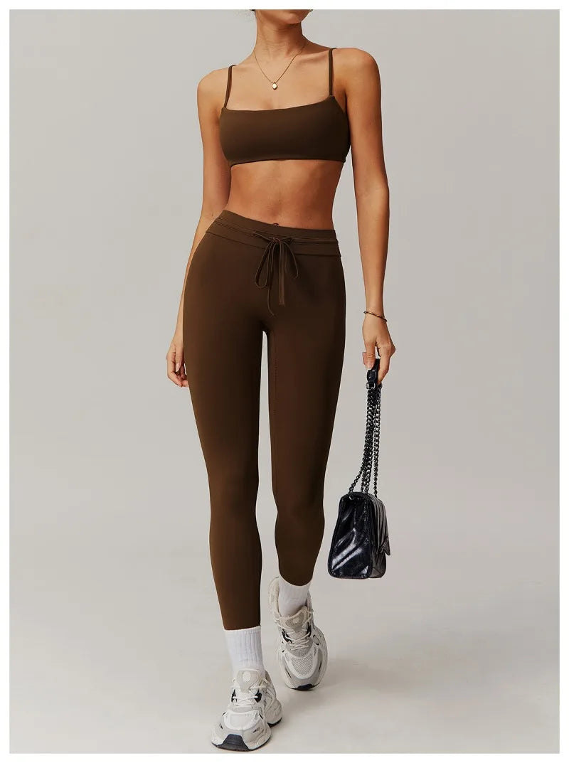 Seamless Yoga Sets Sports Fitness Casual Hip-lifting Flared Pants Bra Yoga Clothes Workout Gym Short-sleeved Tracksuit for Women