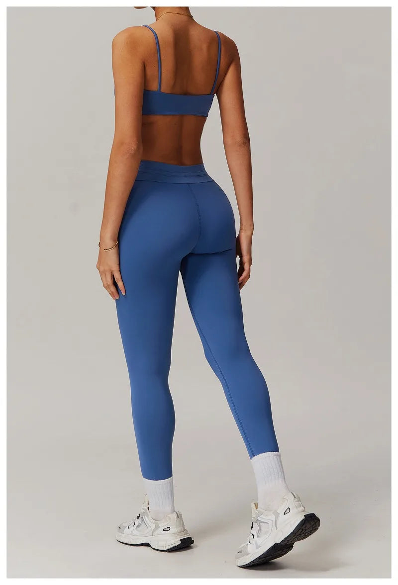 Seamless Yoga Sets Sports Fitness Casual Hip-lifting Flared Pants Bra Yoga Clothes Workout Gym Short-sleeved Tracksuit for Women