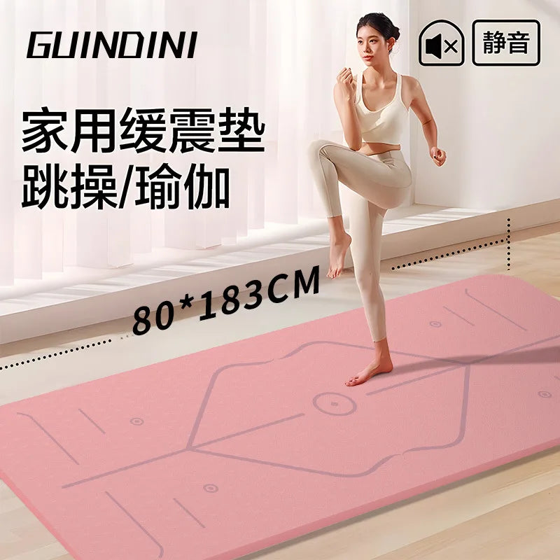 TPE Yoga Mat 6mm Pilates Mat Home Anti slip Shock Absorbent Soundproofing Fitness Mat Special Jumping Exercise Mat 183*60cm