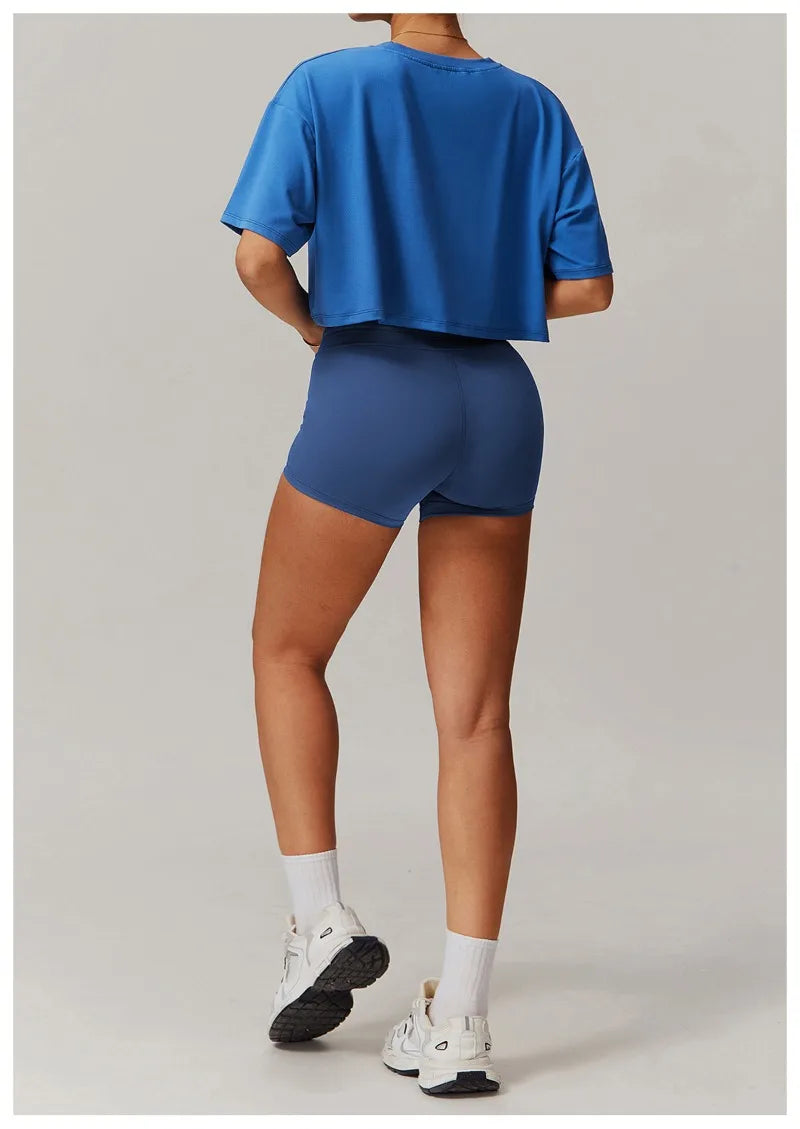 Seamless Yoga Sets Sports Fitness Casual Hip-lifting Flared Pants Bra Yoga Clothes Workout Gym Short-sleeved Tracksuit for Women