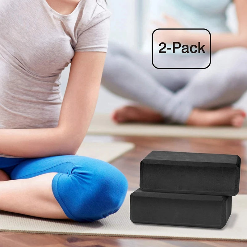 Yoga Blocks 2 Pack,23X15X7.6Cm High Density EVA Foam Yoga Block Exercise Bricks,Eco Friendly & Lightweight,Black