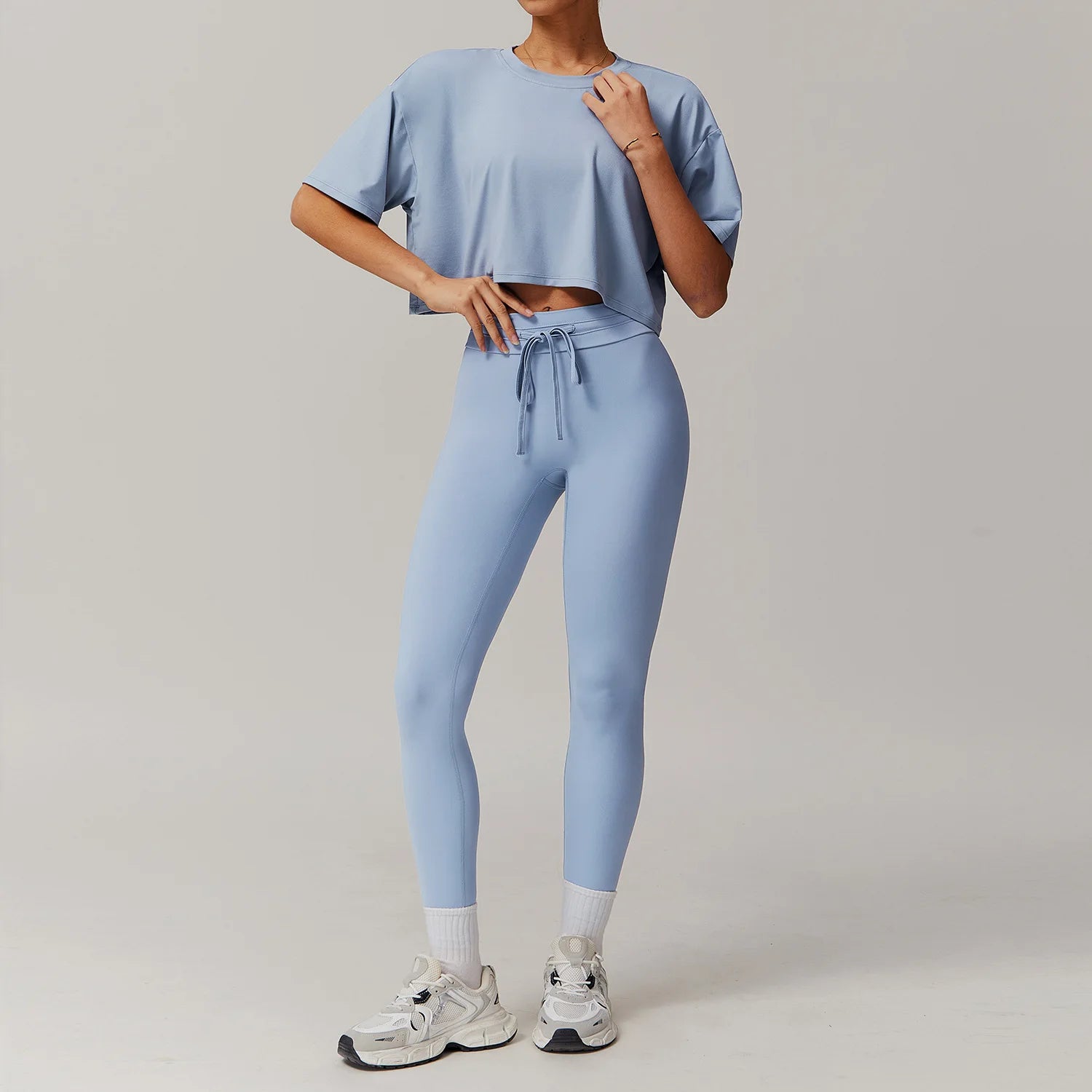 Seamless Yoga Sets Sports Fitness Casual Hip-lifting Flared Pants Bra Yoga Clothes Workout Gym Short-sleeved Tracksuit for Women